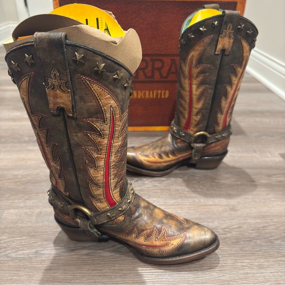 Corral Star Stud Embroid 13” Black Orix Overlay Cowboy Leather Boot C3945 - Picture 3 of 13